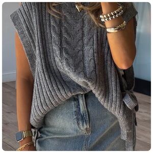 Women’s Side Tie Gray Sweater Vest